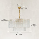Fifteen-Light Glass Globe Chandelier 48" fixture dimensions
