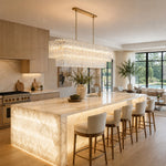 Fifteen-Light Linear Glass Chandelier 54" room scene