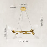 Compact Dandelion Glass Ring Chandelier in Brushed titanium gold - dimension diagram