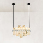 Compact Petal Marble Chandelier 27.6" in Chrome metal finish, shown as a complete fixture