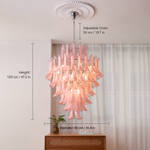 Coraline Plume Blush Glass Petal Chandelier dimension and specification diagram