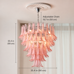 Coraline Plume Blush Glass Petal Chandelier dimension and specification diagram
