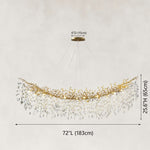 72-inch brass-tone branch chandelier dimension drawing.