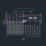 Dimension diagram showing the crystal flush mount's frame and hanging rods.