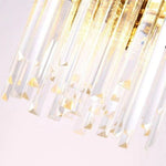 Close-up of illuminated crystal rod ends.