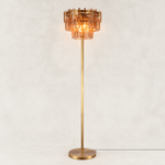Amber crystal floor lamp with Brass-finish hardware, shown as a complete fixture