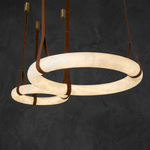 Cuoio Ring Leather Pendant Light by Dalmivik, complete fixture view