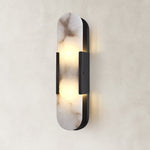 Black alabaster oval wall sconce