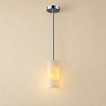 Anello Cylinder Alabaster Pendant Light Nickel by Dalmivik, complete fixture view