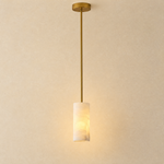 Anello Cylinder Alabaster Pendant Light by Dalmivik, complete fixture view