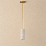 Anello Cylinder Alabaster Pendant Light by Dalmivik, complete fixture view