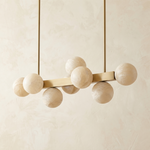 Brass Multi-orb Alabaster Pendant Light by Dalmivik, complete fixture view