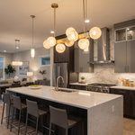 Brass Multi-orb Alabaster Pendant Light by Dalmivik, product or room detail view