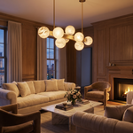 Brass Multi-orb Alabaster Pendant Light by Dalmivik, product or room detail view