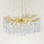 Crystal Branch Round Chandelier, 40 in — Brass finish, complete fixture
