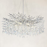 Crystal Branch Round Chandelier, 40 in — Silver finish, complete fixture