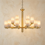 Cylinder Shade Alabaster Pendant Light by Dalmivik, complete fixture view