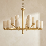 Cylinder Shade Alabaster Pendant Light by Dalmivik, complete fixture view