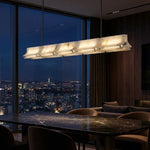 Harmon Modern Alabaster Linear Chandelier by Dalmivik, product or room detail view