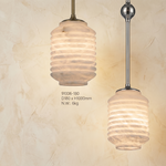 Lantern Cylinder Alabaster Pendant Light by Dalmivik, complete fixture view