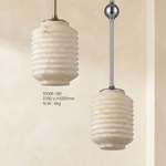 Lantern Cylinder Alabaster Pendant Light by Dalmivik, complete fixture view