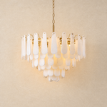 Olivia Modern Alabaster Feathery Chandelier by Dalmivik, complete fixture view