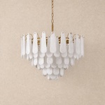 Olivia Modern Alabaster Feathery Chandelier by Dalmivik, complete fixture view