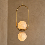 Oval Frame Duo Modern Alabaster Pendant Light by Dalmivik, complete fixture view
