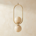 Oval Frame Duo Modern Alabaster Pendant Light by Dalmivik, complete fixture view