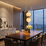 Oval Frame Duo Modern Alabaster Pendant Light by Dalmivik, product or room detail view