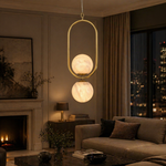 Oval Frame Duo Modern Alabaster Pendant Light by Dalmivik, product or room detail view