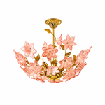 Dalmivik Rosalia glass flower chandelier in gold and pink, complete fixture