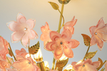 Close-up of Dalmivik Rosalia pink glass flowers and gold-tone frame