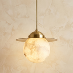 Saturn Pendant Classic Alabaster by Dalmivik, complete fixture view