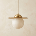 Saturn Pendant Classic Alabaster by Dalmivik, complete fixture view