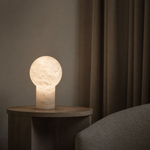 Stone Orb Floor Alabaster Floor Lamp by Dalmivik, product or room detail view