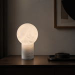 Stone Orb Floor Alabaster Floor Lamp by Dalmivik, product or room detail view