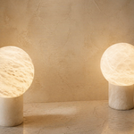 Stone Orb Floor Alabaster Floor Lamp by Dalmivik, product or room detail view