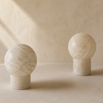 Stone Orb Floor Alabaster Floor Lamp by Dalmivik, product or room detail view