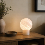 Stone Orb Floor Alabaster Floor Lamp by Dalmivik, product or room detail view