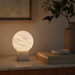 Stone Orb Floor Alabaster Floor Lamp by Dalmivik, product or room detail view