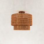 Natural Tiered Rattan Flush Mount, 16 in