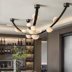 Dew Drops Alabaster LED Chandelier – Black White Warm Light by Dalmivik, product or room detail view