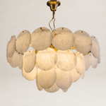 Hollis Modern Alabaster Round Chandelier by Dalmivik, complete fixture view