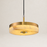 Hollis Modern Alabaster Island Hanging Lights by Dalmivik, complete fixture view