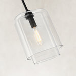 Double-Layer Clear Glass Mini Pendant in Matte Black, dimension guide