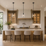 Double-Layer Clear Glass Mini Pendant in Matte Black, socket detail