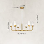 Double-Layer Oval Glass Chandelier in 29.5 in / 75 cm - dimension diagram