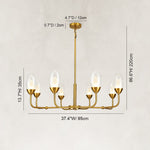 Double-Layer Oval Glass Chandelier in 37.4 in / 95 cm - dimension diagram