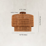 Natural-tone two-tier fixture dimension drawing.